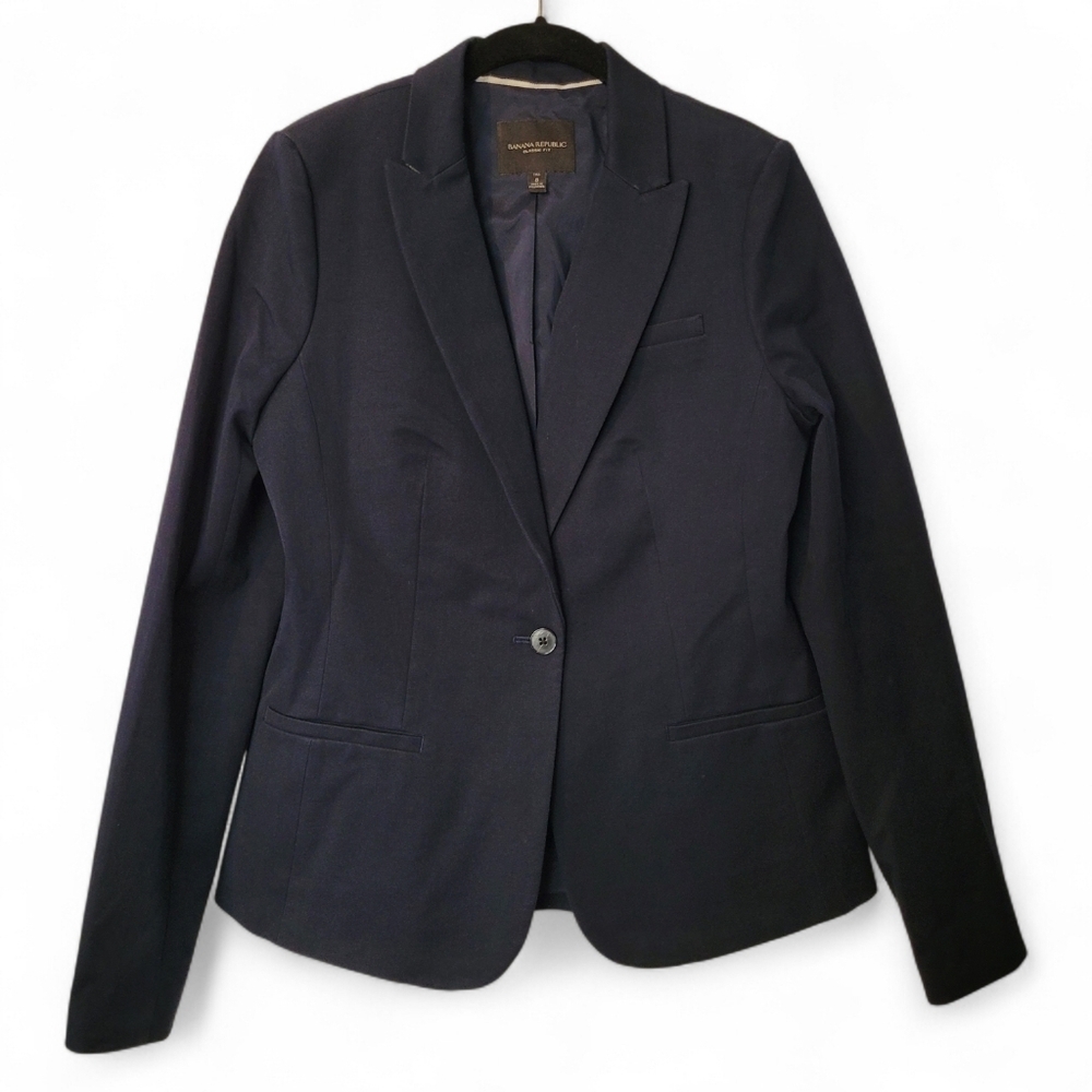 Banana Republic Classic Fit Wmn 8 Tall Navy Blue Blazer Jacket Career Officewear
